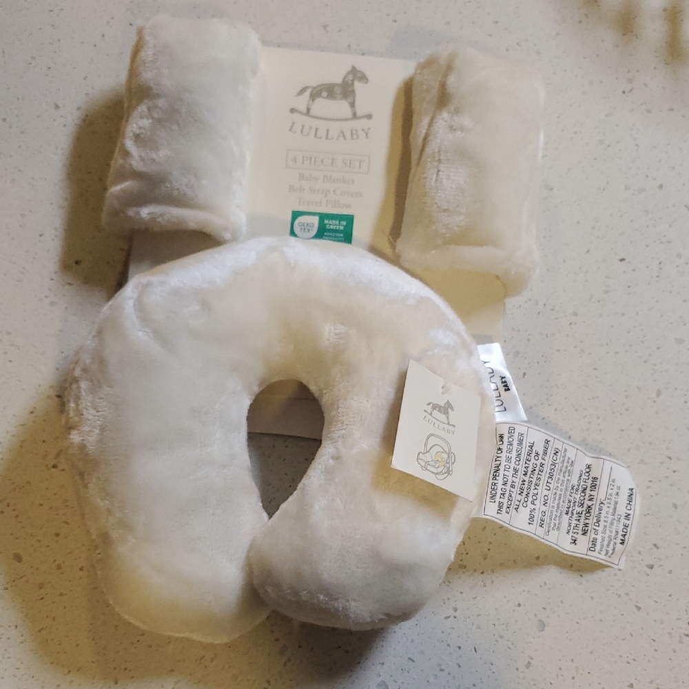 Plush Baby Neck Pillow and Support Set in White, New